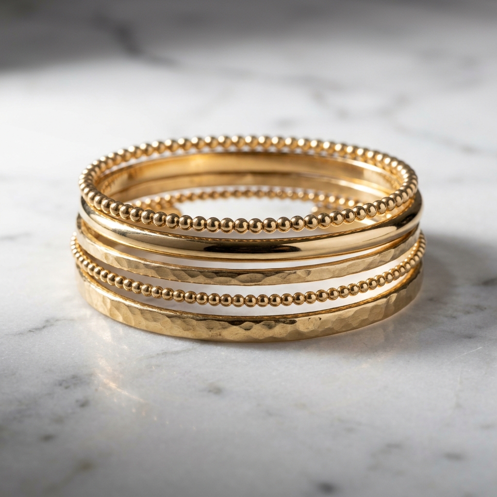 Golden Stacked Bracelets