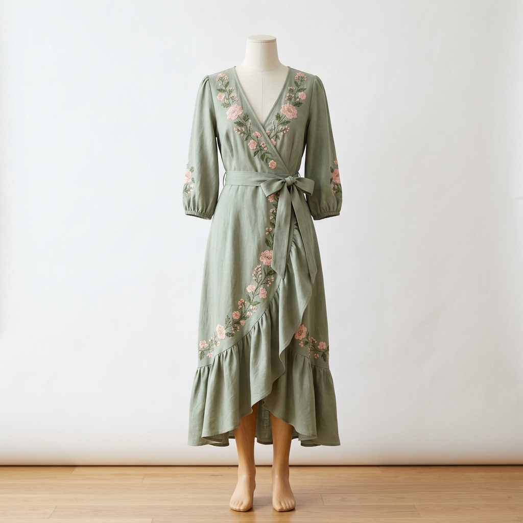 Sage Garden Wrap Dress